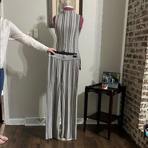 House of Harlow Metallic Striped Pants Set